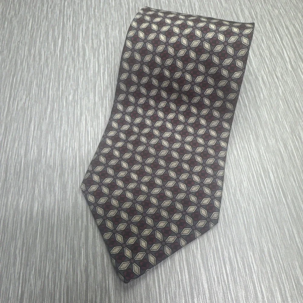 Christian‎ Dior Vintage Silk Geometric Pattern Tie Made in USA Menswear Luxury